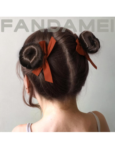 Set Hacedor de Moño Donut FANDAMEI 8PCS para Niños Marrón