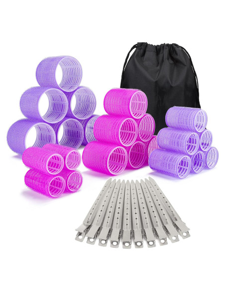 Juego de 33 Rulos Autoadhesivos ELASO para Cabello Largo y Medio Juego de 33 Rulos Autoadhesivos ELASO para Cabello Largo y Medio