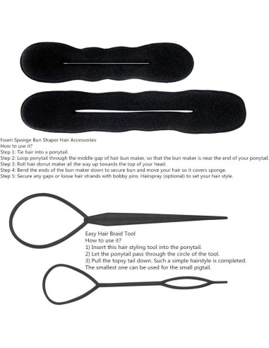 Kit de Accesorios para Cabello iFlyMars - 3 Hacedores Donut, 10 Elásticos, 20 Pasadores