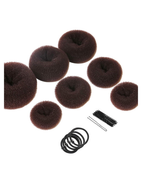 Conjunto Hacer Moño Donut Teenitor - 7 Piezas Marrón Conjunto Hacer Moño Donut Teenitor - 7 Piezas Marrón