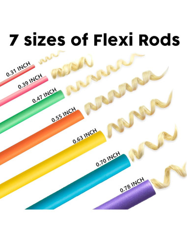Set de 47 Rulos Flexibles Sin Calor xnicx 18 cm para Cabello