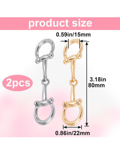 Hebillas de Clips para Bufandas Aleación Plata y Oro 80x22mm 2