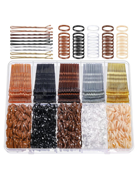 Kit de Horquillas y Gomas para Cabello YGDZ 750PCS Neutros Kit de Horquillas y Gomas para Cabello YGDZ 750PCS Neutros