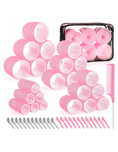 Juego de Rulos Autoadhesivos Obeoby - 50 Piezas Rosa