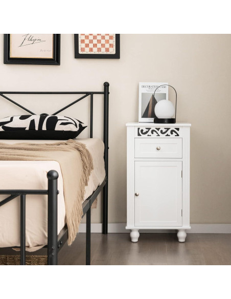 Gabinete de Almacenamiento Giantex Blanco con Cajón y Estantes Gabinete de Almacenamiento Giantex Blanco con Cajón y Estantes