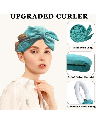 Diadema rizadora sin calor Gwabee 177.8 cm verde azul