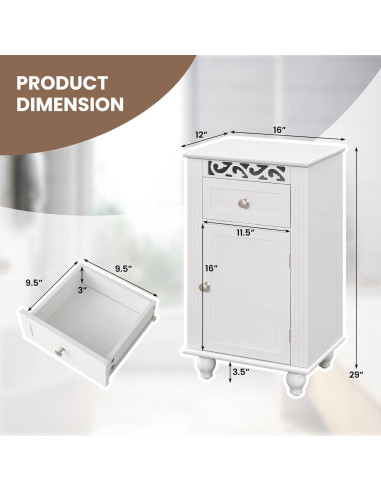 Gabinete de Almacenamiento Giantex Blanco con Cajón y Estantes