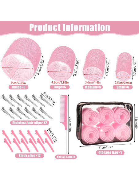 Juego de Rulos Autoadhesivos Obeoby - 50 Piezas Rosa Juego de Rulos Autoadhesivos Obeoby - 50 Piezas Rosa