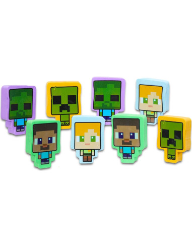Conjunto de 8 Borradores Minecraft con Stickers - Favores de Fiesta