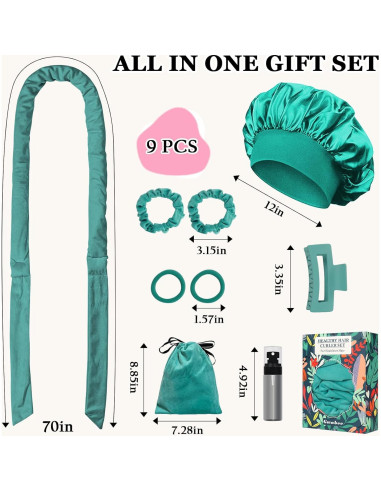 Diadema rizadora sin calor Gwabee 177.8 cm verde azul