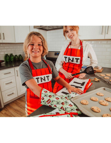 Delantal de Cocina Minecraft TNT Rojo para Niños - 61.3x41.9cm