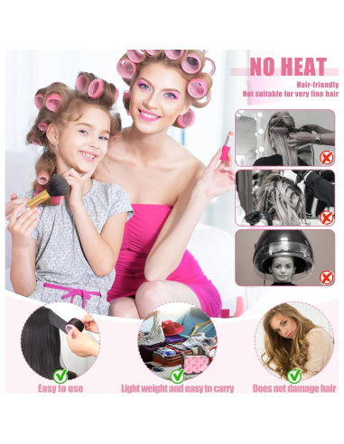 Juego de Rulos Autoadhesivos Obeoby - 50 Piezas Rosa