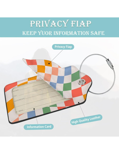 Etiqueta de Equipaje SKYDAWNY Cuero PU Rayas Retro Juego de 2 Etiqueta de Equipaje SKYDAWNY Cuero PU Rayas Retro Juego de 2