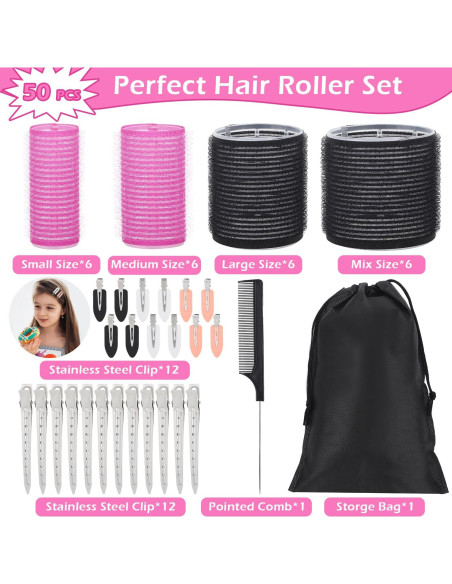 Juego de Rulos Autoadhesivos OJXKZ 50 Piezas para Cabello Juego de Rulos Autoadhesivos OJXKZ 50 Piezas para Cabello