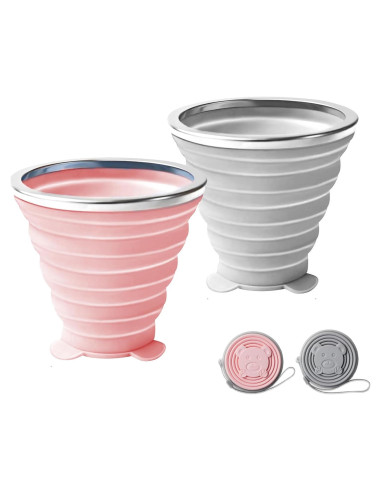 Tazas de Silicona Colapsables BQWanFA 180ml 2 PCS Viaje Camping