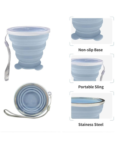 Tazas de Silicona Colapsables BQWanFA 180ml 2 PCS Viaje Camping
