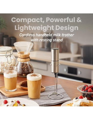Espumador de Leche Inalámbrico Elite Gourmet EMF9SS Acero