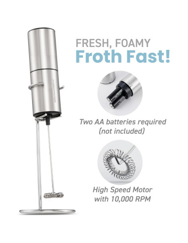 Espumador de Leche Inalámbrico Elite Gourmet EMF9SS Acero