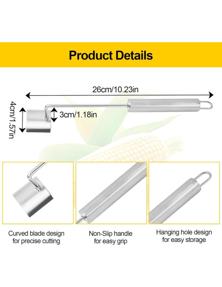 Juego de Pelador y Desgranador de Maíz YFANITI - Acero Inoxidable Juego de Pelador y Desgranador de Maíz YFANITI - Acero Inoxidable