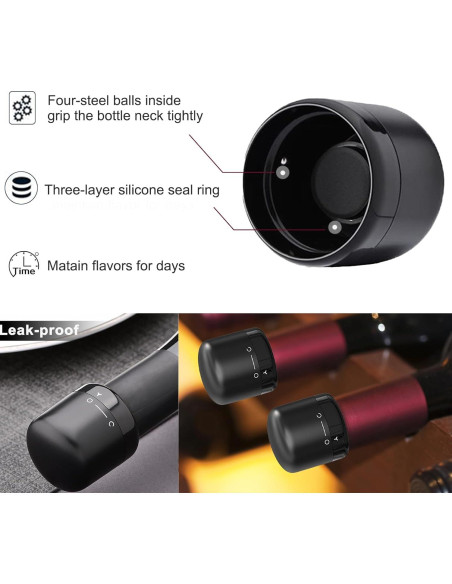 Tapones de Vino DUNLAGUE 2Pack con Sello de Silicona Tapones de Vino DUNLAGUE 2Pack con Sello de Silicona