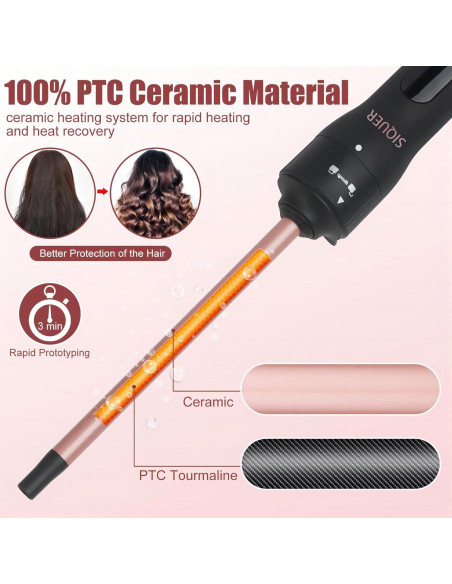 Juego de Plancha de Ondas 3 en 1 SIQUER Cerámica 23.37cm Juego de Plancha de Ondas 3 en 1 SIQUER Cerámica 23.37cm