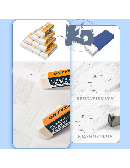 Borradores Blancos ONTYZZ 10 Pcs Suaves PVC 4.6x1.8 cm Borradores Blancos ONTYZZ 10 Pcs Suaves PVC 4.6x1.8 cm