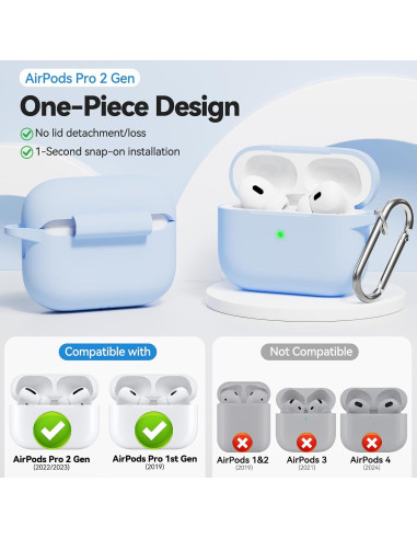 Funda de Silicona Ekoonpft para AirPods Pro 1ra/2da Generación Azul