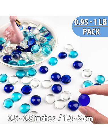 Canicas de Vidrio Azul Mezcladas 1 LB Meschett para Decoración