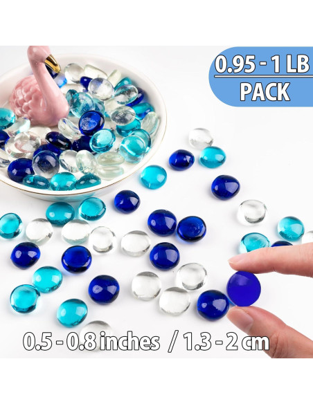 Canicas de Vidrio Azul Mezcladas 1 LB Meschett para Decoración Canicas de Vidrio Azul Mezcladas 1 LB Meschett para Decoración