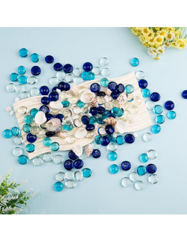 Canicas de Vidrio Azul Mezcladas 1 LB Meschett para Decoración