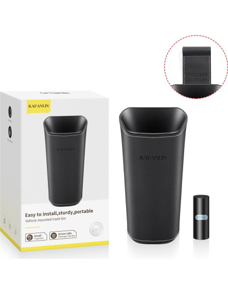 Basurero de coche KAFANLIN mini 600ml negro portátil Basurero de coche KAFANLIN mini 600ml negro portátil
