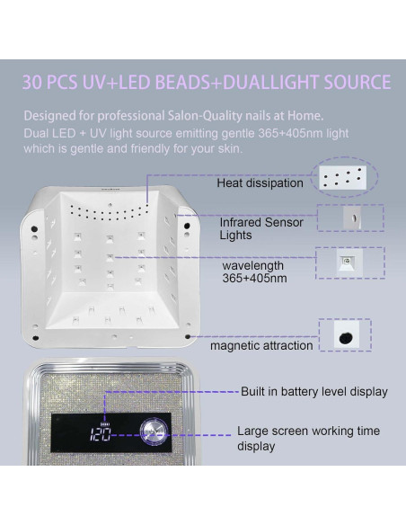 Lámpara de Uñas LED UV Inalámbrica DecRose 120W Recargable Lámpara de Uñas LED UV Inalámbrica DecRose 120W Recargable