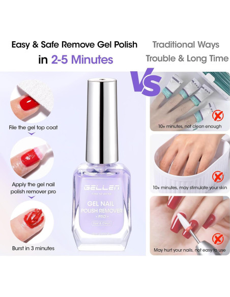 Kit Removedor de Esmalte en Gel Gellen - 18ml Gel + 15ml Látex Kit Removedor de Esmalte en Gel Gellen - 18ml Gel + 15ml Látex