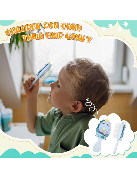 6 Mini Cepillos de Cabello Dinosaurio Verde y Azul para Niños 6 Mini Cepillos de Cabello Dinosaurio Verde y Azul para Niños