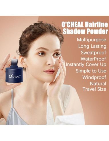 Polvo para Línea del Cabello O'CHEAL Negro 32g - Cobertura Instantánea