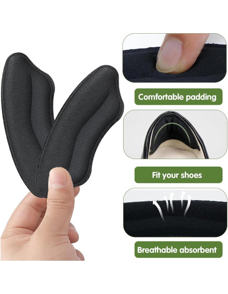 Almohadillas de Talón Egowry - 4 Pares Ajustadores Negros Almohadillas de Talón Egowry - 4 Pares Ajustadores Negros