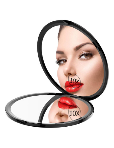 Espejo de Maquillaje Gospire 4" Doble Cara 1X/10X Plegable Negro