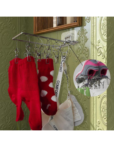 Clip para Calcetines Plegable OULIGET 10 Ganchos Acero Inoxidable Clip para Calcetines Plegable OULIGET 10 Ganchos Acero Inoxidable