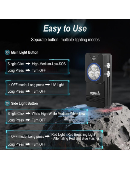 Linterna EDC BORUIT EV30 Recargable USB C 550 Lúmenes Linterna EDC BORUIT EV30 Recargable USB C 550 Lúmenes