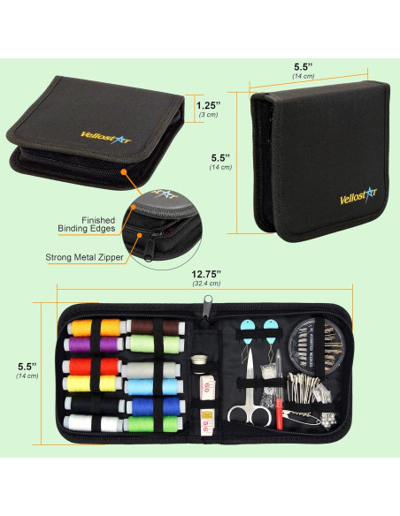 Kit de Costura Básico Vellostar Mini Negro - 30 Agujas y Hilo Kit de Costura Básico Vellostar Mini Negro - 30 Agujas y Hilo