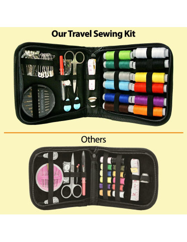 Kit de Costura Básico Vellostar Mini Negro - 30 Agujas y Hilo