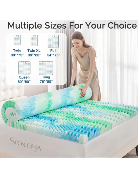 Protector de Colchón Viscoelástico SOOSLEEPY 3" Individual Gel Refrigerante Protector de Colchón Viscoelástico SOOSLEEPY 3" Individual Gel Refrigerante