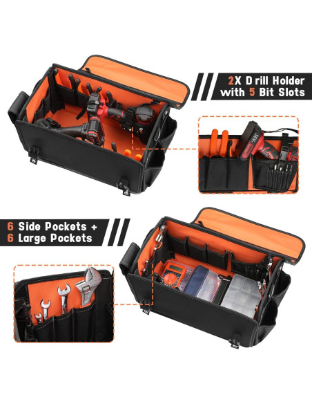 Bolsa de Herramientas FUZVOL Negra Impermeable 2.23 kg 39.88x21.08x23.88 cm Bolsa de Herramientas FUZVOL Negra Impermeable 2.23 kg 39.88x21.08x23.88 cm