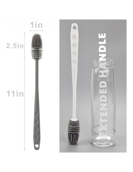Cepillo de Botella de Silicona QEEGO 28 cm 2 Piezas Negro y Blanco Cepillo de Botella de Silicona QEEGO 28 cm 2 Piezas Negro y Blanco