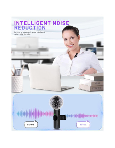 Micrófono Lavalier Inalámbrico Zyerch M02 para iPhone/iPad - 2 Pcs, Grabación Clara
