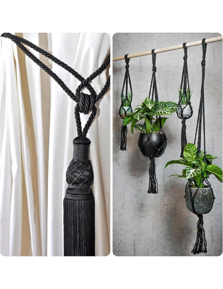 Cuerda de Seda Suave KINGLAKE 8mm Negra 15m Nylon Decorativa Cuerda de Seda Suave KINGLAKE 8mm Negra 15m Nylon Decorativa