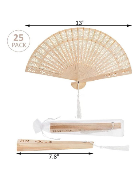 Abanicos de Madera Plegables ZOOFOX 25 Piezas 19.81 cm Abanicos de Madera Plegables ZOOFOX 25 Piezas 19.81 cm