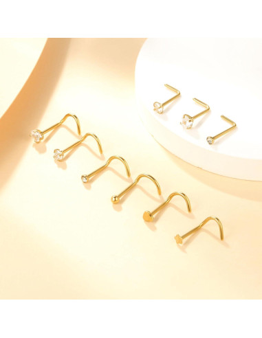 Piercings de Nariz Studs y Aros Baño de Oro para Mujeres