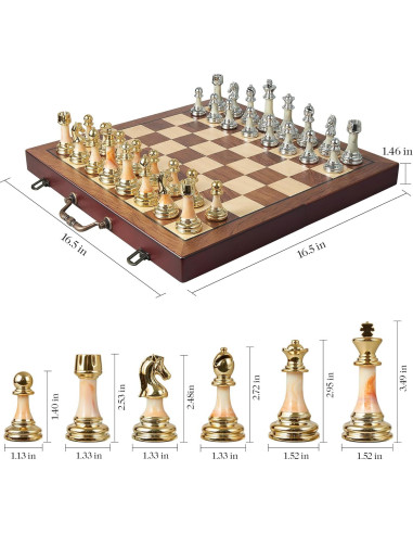 Juego de Ajedrez de Madera ELONGDI 41.91 cm Piezas Acrílico Pesadas