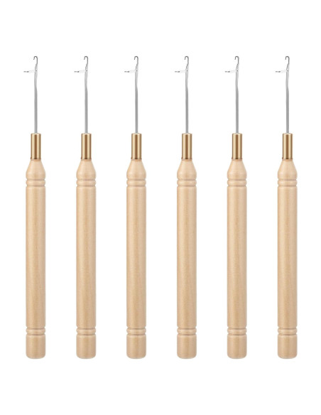 6 Agujas de Ganchillo para Cabello Zelphvt - 14.5 cm Madera y Metal 6 Agujas de Ganchillo para Cabello Zelphvt - 14.5 cm Madera y Metal